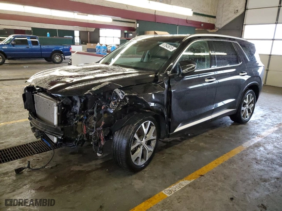 2022 Hyundai Palisade SEL with VIN KM8R4DHE6NU398216, listed as a Copart auction lot 47643615 with 56,673 mi miles and Salvage Title. Bid and sale history available at carsss.com. Image 1.