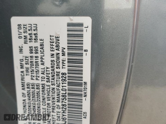 2008 Honda Element EX z VIN 5J6YH28758L011928, wystawiony jako Copart lot #79735204 z przebiegiem 198 311 mil mil oraz Szkoda całkowita • Salvage title. Historia ofert i sprzedaży dostępna na DreamBid. Obrazek 14.