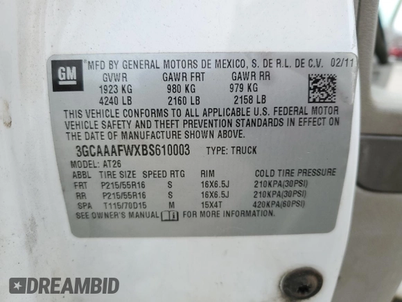 2011 Chevrolet HHR LS with VIN 3GCAAAFWXBS610003, listed as a Copart auction lot 82632934 with 251,472 mi miles and Salvage title. Bid and sale history available at DreamBid. Image 15.
