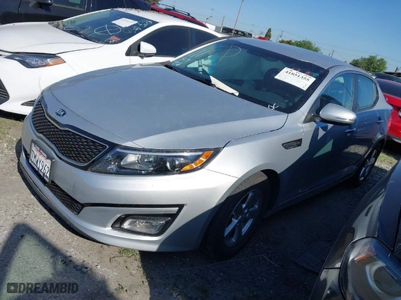2015 Kia Optima LX with VIN 5XXGM4A71FG466873, listed as a IAAI auction lot 41851355 with 13,880 mi miles. Bid and sale history available at carsss.com. Image 2.