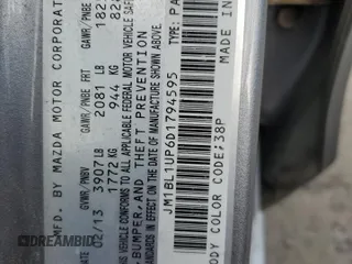 2013 Mazda Mazda3 i Sport with VIN JM1BL1UP6D1794595, listed as a Copart auction lot 54396095 with 140,595 mi miles and Salvage Title. Bid and sale history available at carsss.com. Image 12.