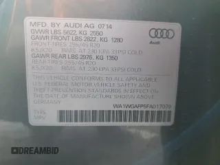 2015 Audi Q5 Prestige с VIN WA1WGAFP5FA017079, выставлен на аукционе Copart как лот 88528625 с пробегом 47 566 миль миль и Списание • Salvage title. История ставок и продаж доступна на DreamBid. Изображение 13.
