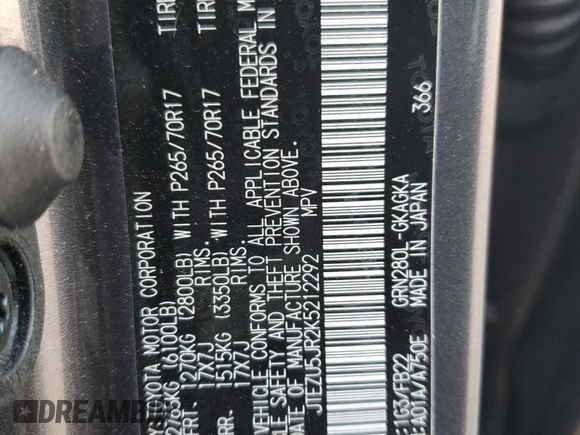 2019 Toyota 4Runner SR5 с VIN JTEZU5JR2K5212292, выставлен на аукционе Copart как лот 47129105 с пробегом 41 996 миль миль и Списание • Salvage title. История ставок и продаж доступна на DreamBid. Изображение 14.
