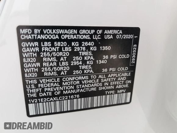 2020 Volkswagen Atlas SE with VIN 1V21E2CAXLC221676, listed as a Copart auction lot 50775655 with 82,648 mi miles and Clean title. Bid and sale history available at DreamBid. Image 14.