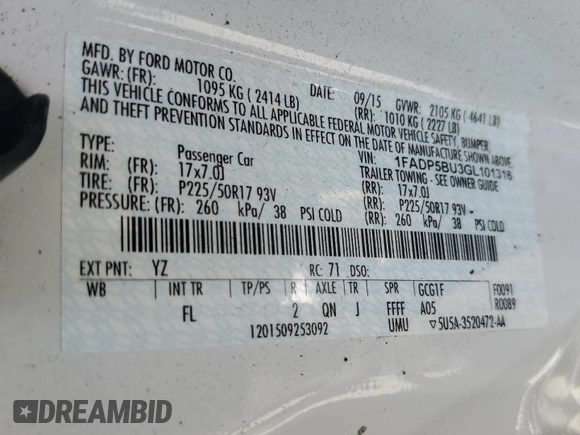 2016 Ford C-Max SEL z VIN 1FADP5BU3GL101316, wystawiony jako Copart lot #56999435 z przebiegiem 172 964 mil mil oraz Szkoda całkowita • Salvage title. Historia ofert i sprzedaży dostępna na DreamBid. Obrazek 14.