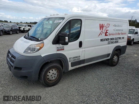 2017 Ram ProMaster Cargo with VIN 3C6TRVAG7HE547837, listed as a Copart auction lot 47671445 with 129,104 mi miles and Salvage Title. Bid and sale history available at DreamBid. Image 1.