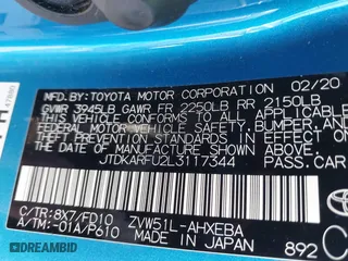2020 Toyota Prius L Eco with VIN JTDKARFU2L3117344, listed as a IAAI auction lot 41613442 with 64,902 mi miles. Bid and sale history available at carsss.com. Image 9.