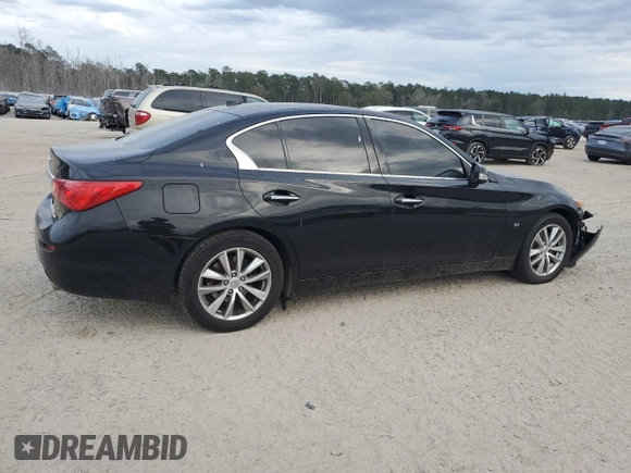 2014 Infiniti Q50 Sport with VIN JN1BV7ARXEM690245, listed as a Copart auction lot 47778955 with 143,477 mi miles and Salvage Title. Bid and sale history available at DreamBid. Image 3.