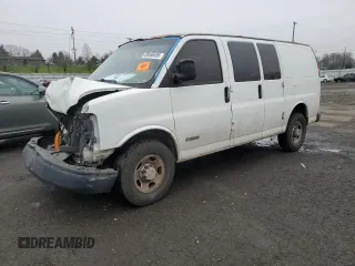 2005 Chevrolet Express Cargo Van with VIN 1GCGG25V851169663, listed as a Copart auction lot 88466495 with 0 mi miles and Salvage Title. Bid and sale history available at carsss.com. Image 1.
