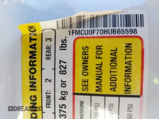 2017 Ford Escape S with VIN 1FMCU0F70HUB65598, listed as a IAAI auction lot 41701930 with 121,880 mi miles. Bid and sale history available at carsss.com. Image 9.