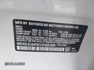 2025 BMW X2 xDrive28i with VIN WBX63GM06S5066386, listed as a IAAI auction lot 41812615 with 1,598 mi miles. Bid and sale history available at carsss.com. Image 9.