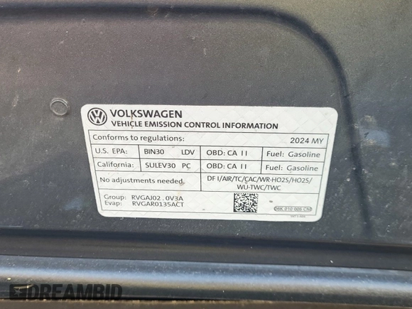 2024 Volkswagen Tiguan SE with VIN 3VV3B7AX5RM107598, listed as a IAAI auction lot 42796418 with 25,762 mi miles and . Bid and sale history available at DreamBid. Image 20.