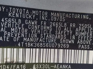 2006 Toyota Avalon XL с VIN 4T1BK36B56U079269, выставлен на аукционе IAAI как лот 42553872 с пробегом 261 549 миль миль и . История ставок и продаж доступна на DreamBid. Изображение 9.