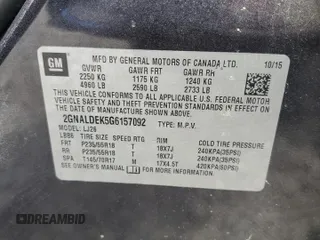 2016 Chevrolet Equinox LTZ с VIN 2GNALDEK5G6157092, выставлен на аукционе Copart как лот 55475225 с пробегом 139 430 миль миль и Списание • Salvage title. История ставок и продаж доступна на DreamBid. Изображение 13.