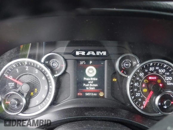 2019 Ram 1500 Big Horn with VIN 1C6SRFFT4KN898375, listed as a IAAI auction lot 41194783 with 54,513 mi miles and . Bid and sale history available at DreamBid. Image 7.