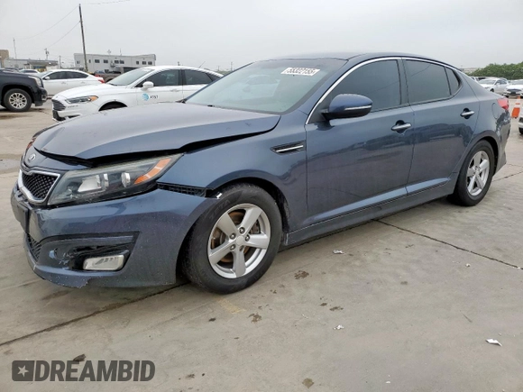 2015 Kia Optima LX with VIN 5XXGM4A76FG383391, listed as a Copart auction lot 55322155 with 168,430 mi miles and Salvage Title. Bid and sale history available at carsss.com. Image 1.
