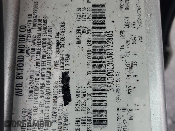 2010 Ford Fusion Hybrid z VIN 3FADP0L30AR122805, wystawiony jako Copart lot #52276255 z przebiegiem 146 073 mil mil oraz Szkoda całkowita • Salvage title. Historia ofert i sprzedaży dostępna na DreamBid. Obrazek 14.