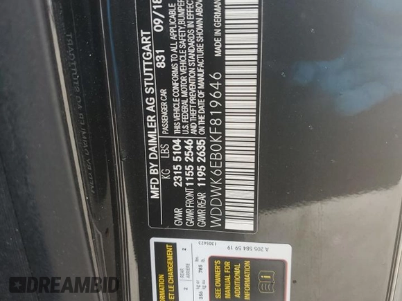 2019 Mercedes-Benz C 43 AMG z VIN WDDWK6EB0KF819646, wystawiony jako Copart lot #48284965 z przebiegiem Nie podano mil oraz Nie do naprawy • Non repairable. Historia ofert i sprzedaży dostępna na DreamBid. Obrazek 13.