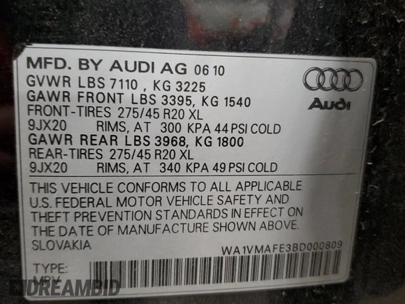 2011 Audi Q7 3.0L TDI Prestige with VIN WA1VMAFE3BD000809, listed as a Copart auction lot 51061825 with 114,576 mi miles and Clean Title. Bid and sale history available at carsss.com. Image 13.