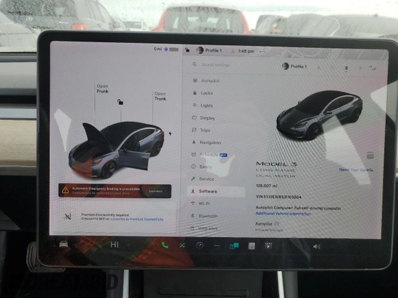 2018 Tesla Model 3 Long Range Battery z VIN 5YJ3E1EB3JF103804, wystawiony jako Copart lot #83752134 z przebiegiem 128 507 mil mil oraz Szkoda całkowita • Salvage title. Historia ofert i sprzedaży dostępna na DreamBid. Obrazek 9.