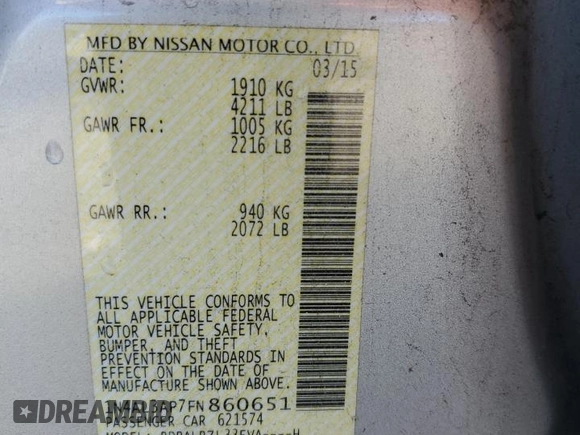 2015 Nissan Altima 2.5 SL with VIN 1N4AL3AP7FN860651, listed as a Copart auction lot 43508105 with 128,033 mi miles and Salvage Title. Bid and sale history available at carsss.com. Image 12.