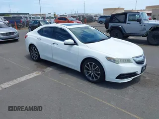 2015 Acura TLX V6 Tech with VIN 19UUB2F56FA015522, listed as a IAAI auction lot 42185190 with 116,965 mi miles. Bid and sale history available at carsss.com. Image 1.