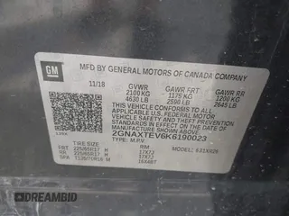 2019 Chevrolet Equinox LT z VIN 2GNAXTEV6K6190023, wystawiony jako IAAI lot #42277035 z przebiegiem 121 218 mil mil oraz . Historia ofert i sprzedaży dostępna na DreamBid. Obrazek 9.