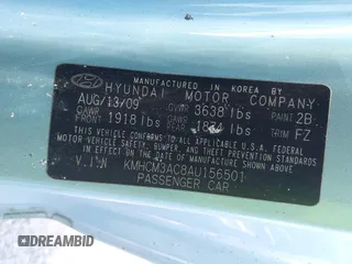 2010 Hyundai Accent GS z VIN KMHCM3AC8AU156501, wystawiony jako IAAI lot #41153508 z przebiegiem Nie podano mil oraz . Historia ofert i sprzedaży dostępna na DreamBid. Obrazek 9.