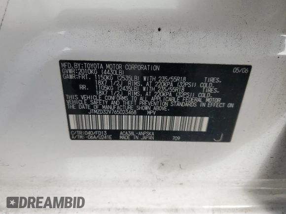2006 Toyota RAV4 Sport with VIN JTMZD32V765023468, listed as a Copart auction lot 88249495 with 144,556 mi miles and Salvage Title. Bid and sale history available at carsss.com. Image 13.