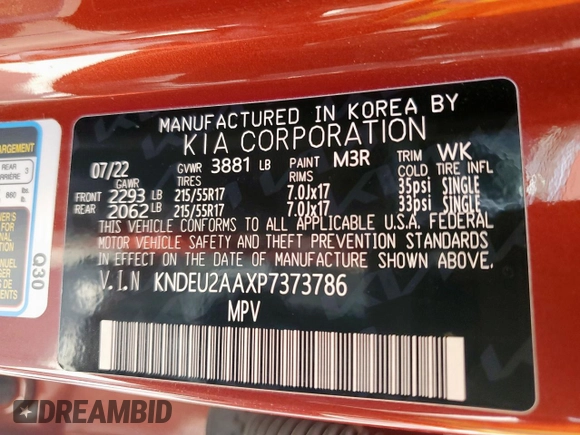 2023 Kia Seltos S with VIN KNDEU2AAXP7373786, listed as a Copart auction lot 57609165 with 6,524 mi miles and Clean title. Bid and sale history available at DreamBid. Image 13.