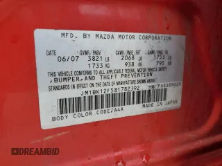 2008 Mazda 3 i Sport with VIN JM1BK12F581782392, listed as a Copart auction lot 44951295 with 188,112 mi miles and Non Repairable. Bid and sale history available at DreamBid. Image 12.