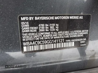 2016 BMW 4 Series 428i xDrive with VIN WBA4C9C59GG141121, listed as a Copart auction lot 45230225 with 103,576 mi miles and Salvage Title. Bid and sale history available at DreamBid. Image 12.