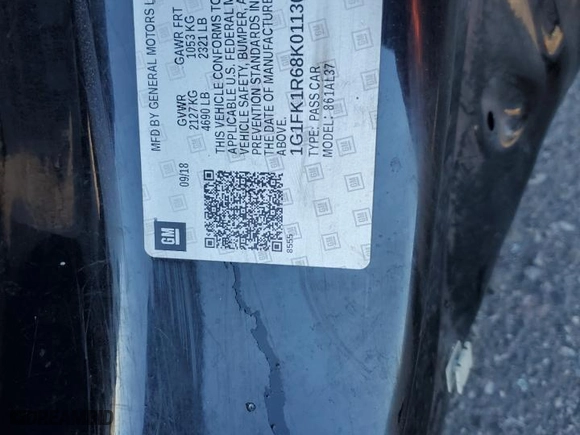 2019 Chevrolet Camaro ZL1 with VIN 1G1FK1R68K0113076, listed as a Copart auction lot 71714264 with 0 mi miles and Salvage Title. Bid and sale history available at carsss.com. Image 14.