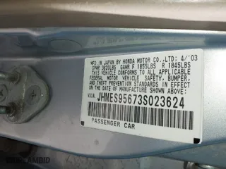 2003 Honda Civic Hybrid with VIN JHMES95673S023624, listed as a IAAI auction lot 41903619 with 181,949 mi miles. Bid and sale history available at carsss.com. Image 9.