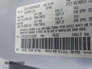 2007 Mitsubishi Raider LS with VIN 1Z7HC22K57S162987, listed as a IAAI auction lot 42015748 with 100,919 mi miles. Bid and sale history available at carsss.com. Image 9.