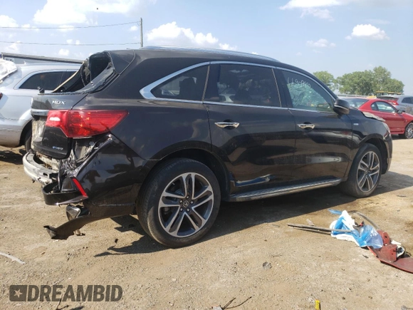 2017 Acura MDX Sport Hybrid w/Advance Pkg with VIN 5FRYD7H72HB001163, listed as a Copart auction lot 58867064 with 0 mi miles and Salvage Title. Bid and sale history available at carsss.com. Image 3.