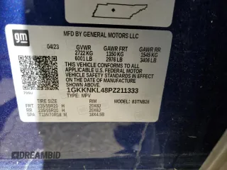 2023 GMC Acadia SLE z VIN 1GKKNKL48PZ211333, wystawiony jako Copart lot #53044885 z przebiegiem Nie podano mil oraz Nie do naprawy. Historia ofert i sprzedaży dostępna na DreamBid. Obrazek 13.