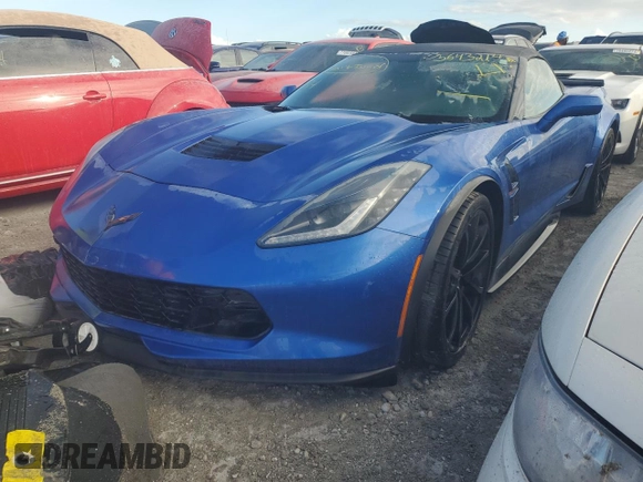 2019 Chevrolet Corvette Grand Sport 2LT with VIN 1G1YY3D77K5122132, listed as a Copart auction lot 75643214 with 0 mi miles and Non Repairable. Bid and sale history available at carsss.com. Image 1.