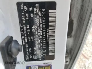 2013 Kia Optima SX z VIN 5XXGR4A61DG152999, wystawiony jako Copart lot #55852445 z przebiegiem 124 825 mil mil oraz Szkoda całkowita • Salvage title. Historia ofert i sprzedaży dostępna na DreamBid. Obrazek 12.