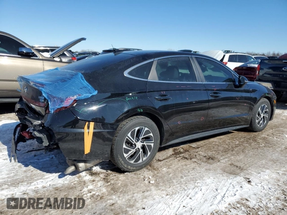 2023 Hyundai Sonata Hybrid Blue with VIN KMHL24JJ0PA060415, listed as a Copart auction lot 45715475 with 91,222 mi miles and Salvage Title. Bid and sale history available at carsss.com. Image 3.
