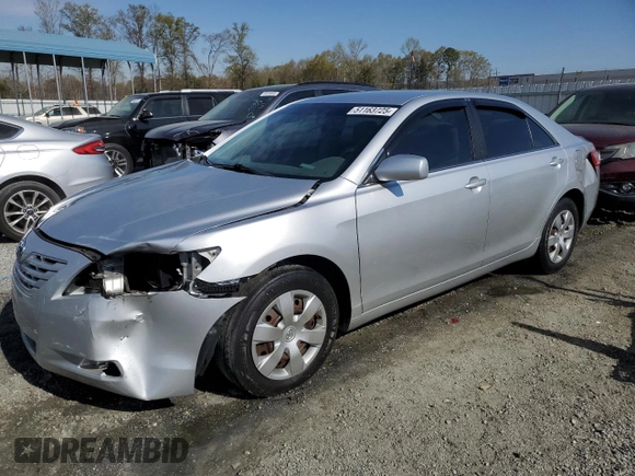 2007 Toyota Camry CE with VIN 4T1BE46K57U190368, listed as a Copart auction lot 51163725 with 109,103 mi miles and Salvage Title. Bid and sale history available at carsss.com. Image 1.