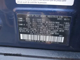 2011 Subaru Outback 2.5i with VIN 4S4BRBAC2B3444609, listed as a IAAI auction lot 41913671 with 54,185 mi miles. Bid and sale history available at carsss.com. Image 9.