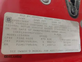 1992 GMC Suburban z VIN 1GKEC16K9NJ722021, wystawiony jako IAAI lot #42255371 z przebiegiem 180 966 mil mil oraz . Historia ofert i sprzedaży dostępna na DreamBid. Obrazek 9.