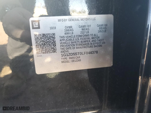 2020 Chevrolet Malibu LT with VIN 1G1ZD5ST0LF044378, listed as a Copart auction lot 48408405 with 102,279 mi miles and Salvage Title. Bid and sale history available at carsss.com. Image 15.