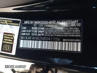 2022 Mercedes-Benz C 300 with VIN W1KAF4HB2NR041156, listed as a IAAI auction lot 41125228 with 19,465 mi miles and . Bid and sale history available at DreamBid. Image 9.