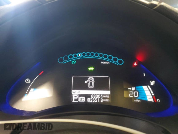 2013 Nissan LEAF SL with VIN 1N4AZ0CP3DC400566, listed as a Copart auction lot 57772115 with 68,004 mi miles and Clean title. Bid and sale history available at DreamBid. Image 9.