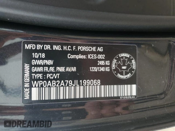 2018 Porsche Panamera 4S с VIN WP0AB2A79JL199068, выставлен на аукционе Copart как лот 60133525 с пробегом 72 003 миль миль и Списание • Salvage title. История ставок и продаж доступна на DreamBid. Изображение 13.