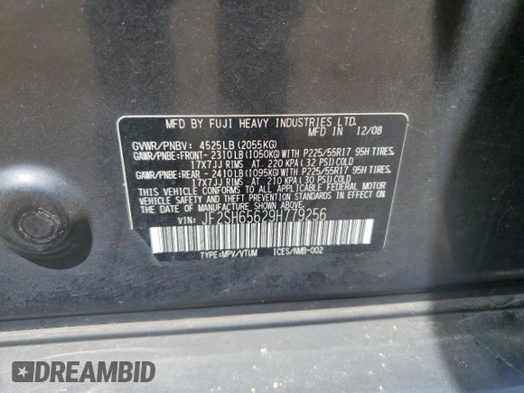 2009 Subaru Forester с VIN JF2SH65629H779256, выставлен на аукционе Copart как лот 54141745 с пробегом 191 654 миль миль и Списание • Salvage title. История ставок и продаж доступна на DreamBid. Изображение 14.