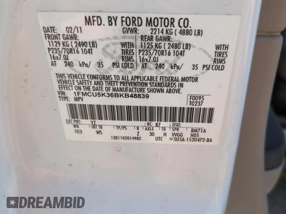 2011 Ford Escape Hybrid z VIN 1FMCU5K36BKB48839, wystawiony jako Copart lot #69024034 z przebiegiem 110 100 mil mil oraz Czysty tytuł • Clean title. Historia ofert i sprzedaży dostępna na DreamBid. Obrazek 13.