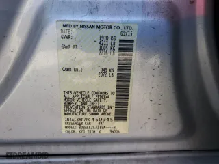2015 Nissan Altima 2.5 S with VIN 1N4AL3AP7FC450945, listed as a Copart auction lot 48734995 with 0 mi miles and Salvage Title. Bid and sale history available at carsss.com. Image 12.